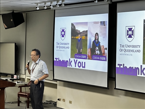 朱留老師介紹昆士蘭大學、昆士蘭理工大學及桑德蘭大學
