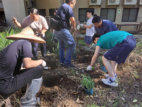 講師講解與示範除草與植栽過注意事項