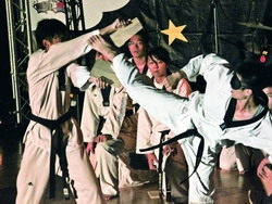 跆拳道社在社團之夜，帶來驚險的擊破表演，精采的社團表演，獲得同學滿堂彩。