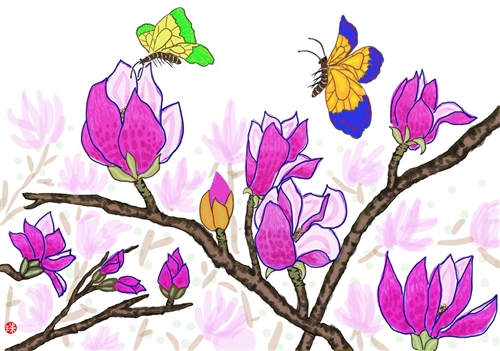 e筆書畫展 ：辛夷舞蝶